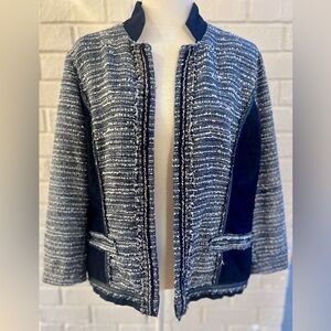 EUC Chicos denim knit and tweed jacket, size 3 -US XL/16